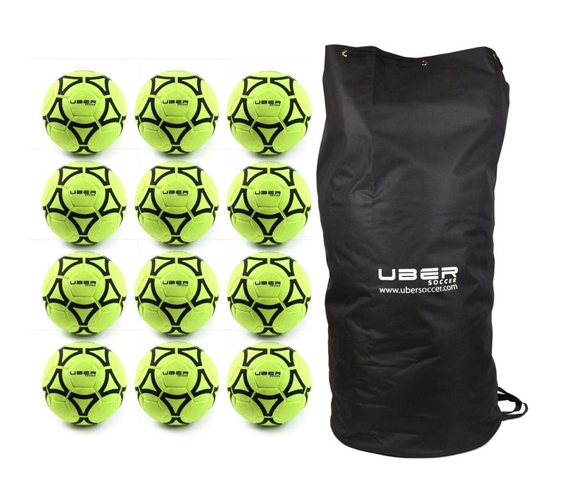 Uber Soccer Indoor Felt Soccer Ball - Neon Yellow - Bundle - 12 Balls - UberSoccer